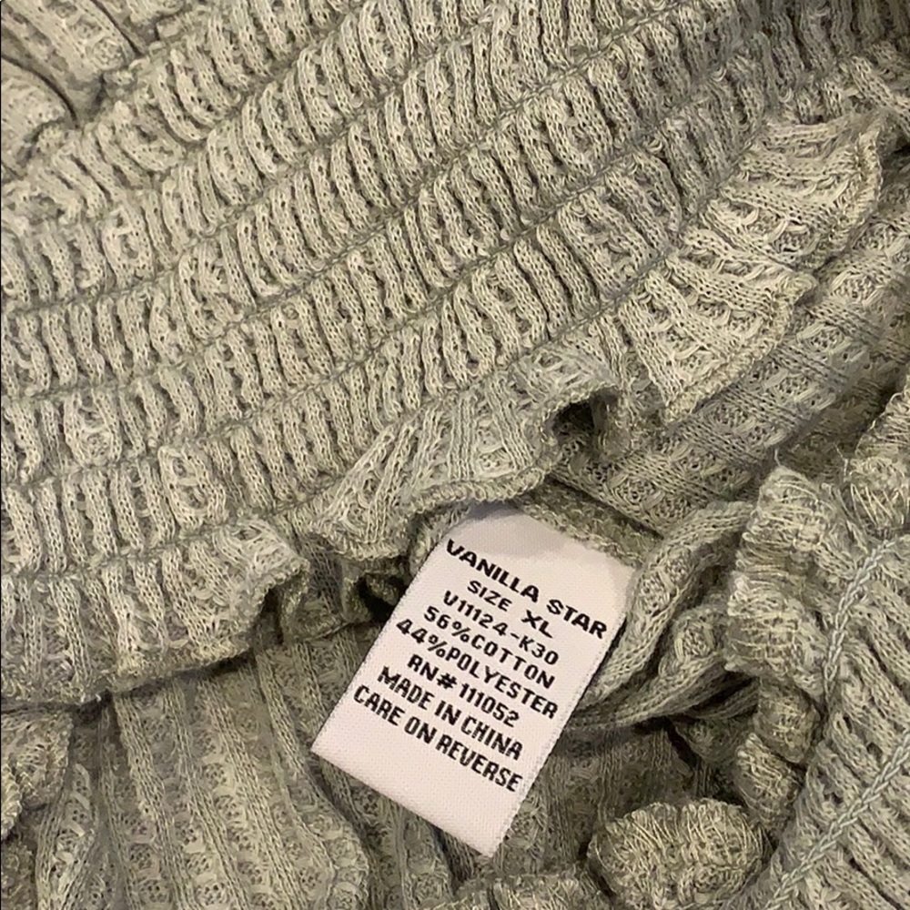 NWT Vanilla Star Green Elastic Waist Waffle Top - Picture 5 of 5